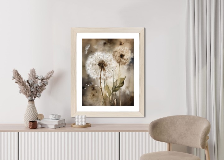 Plakat Dmuchawce Na Rozmytej Akwareli