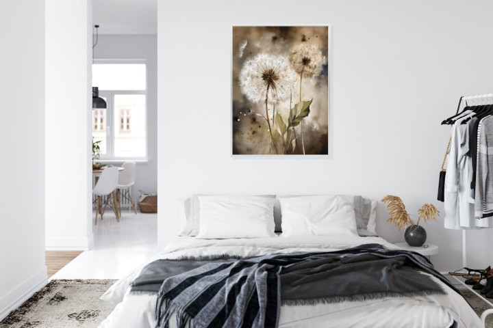 Plakat Dmuchawce Na Rozmytej Akwareli