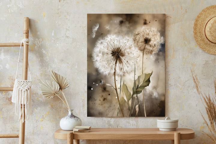 Plakat Dmuchawce Na Rozmytej Akwareli