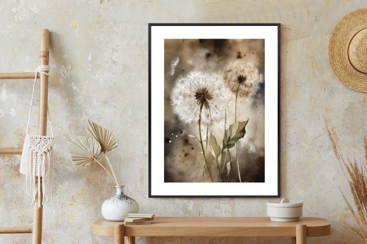 Plakat Dmuchawce Na Rozmytej Akwareli