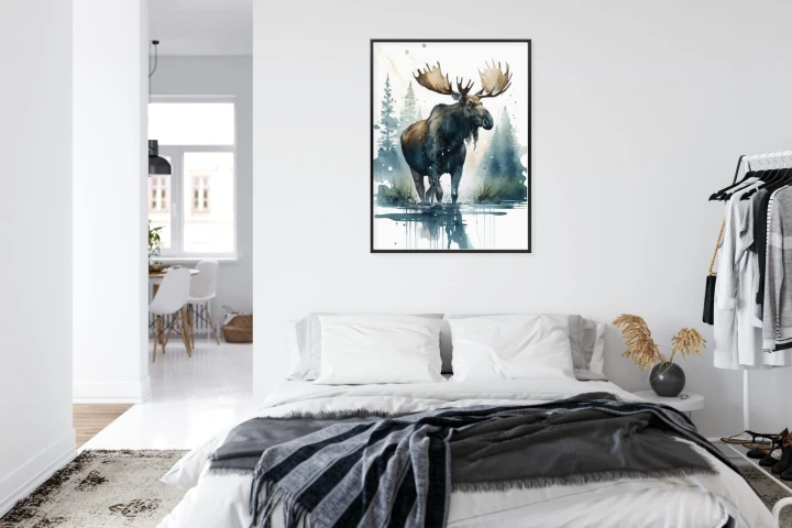 Plakat Łoś Malowany Akwarelami
