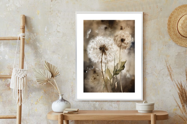 Plakat Dmuchawce Na Rozmytej Akwareli