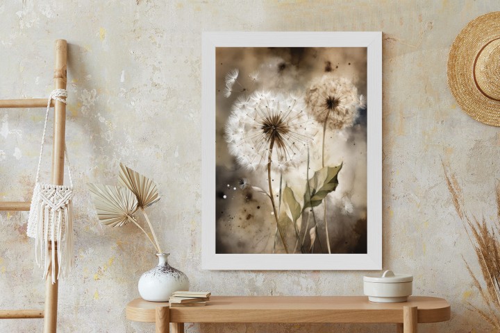 Plakat Dmuchawce Na Rozmytej Akwareli