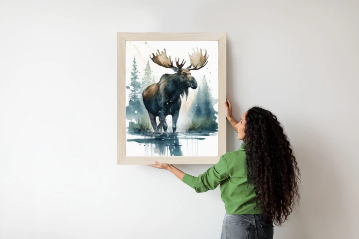 Plakat Łoś Malowany Akwarelami