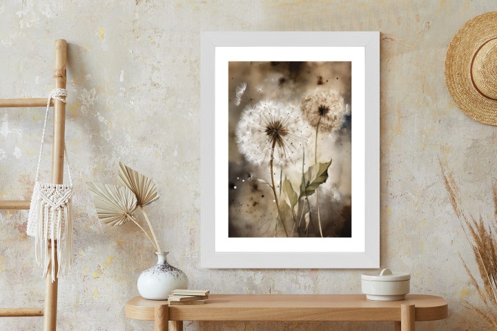 Plakat Dmuchawce Na Rozmytej Akwareli