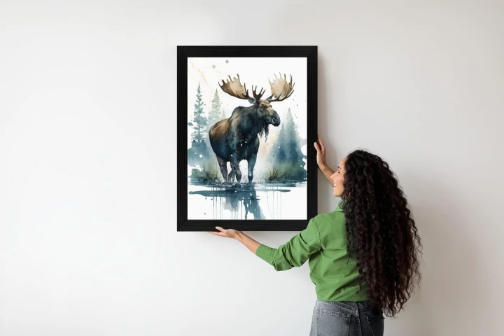 Plakat Łoś Malowany Akwarelami