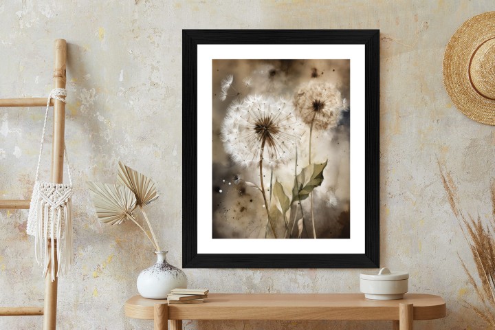 Plakat Dmuchawce Na Rozmytej Akwareli