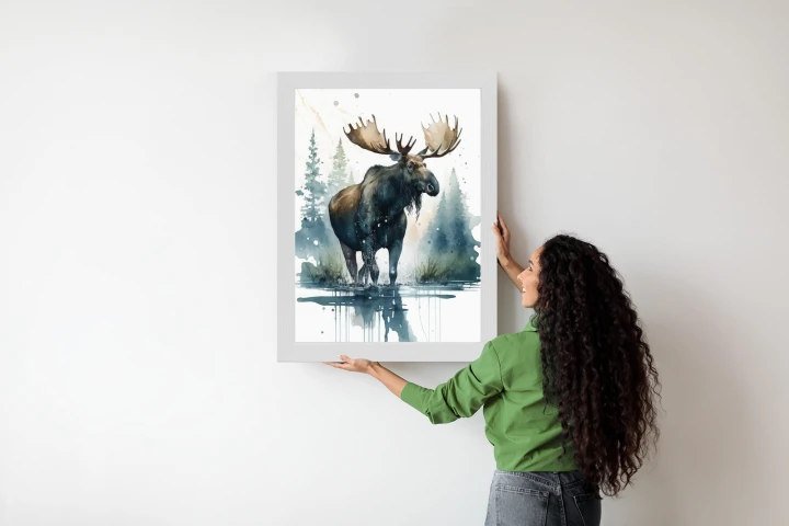 Plakat Łoś Malowany Akwarelami