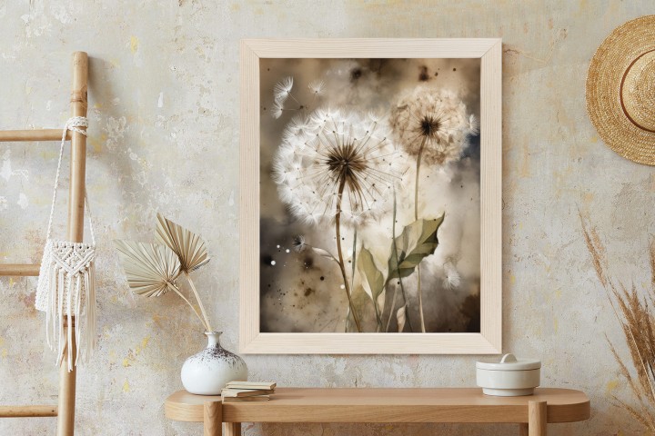 Plakat Dmuchawce Na Rozmytej Akwareli