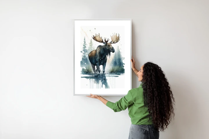 Plakat Łoś Malowany Akwarelami