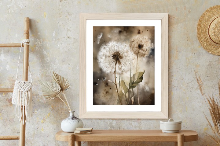 Plakat Dmuchawce Na Rozmytej Akwareli