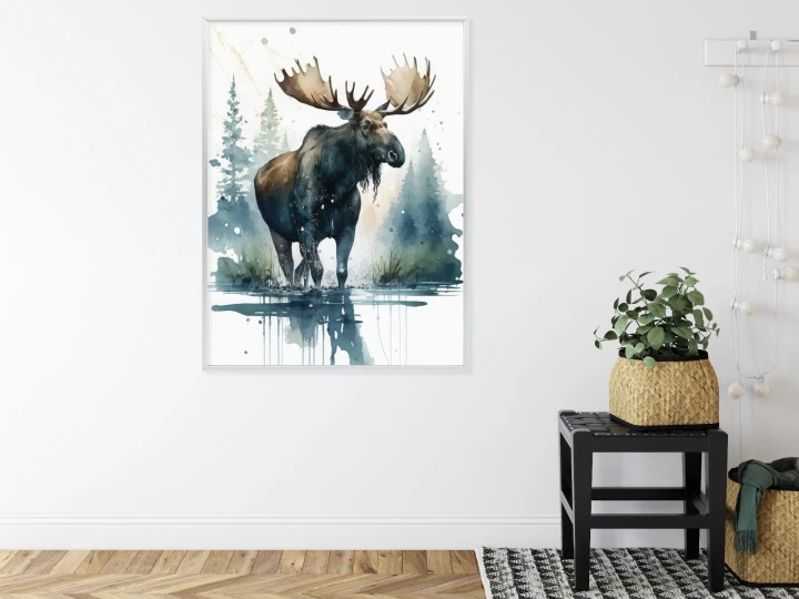 Plakat Łoś Malowany Akwarelami