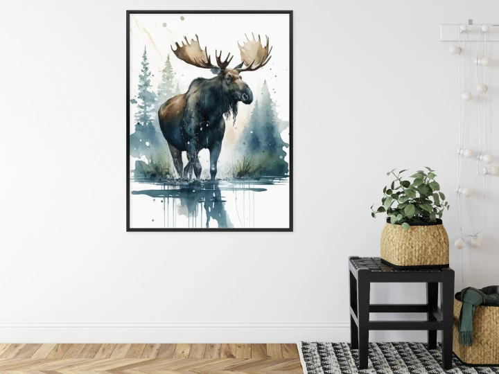 Plakat Łoś Malowany Akwarelami