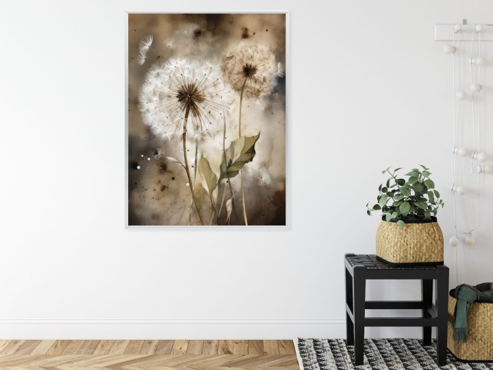 Plakat Dmuchawce Na Rozmytej Akwareli