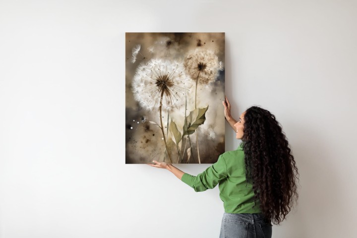 Plakat Dmuchawce Na Rozmytej Akwareli