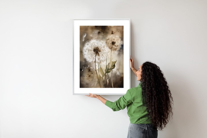 Plakat Dmuchawce Na Rozmytej Akwareli