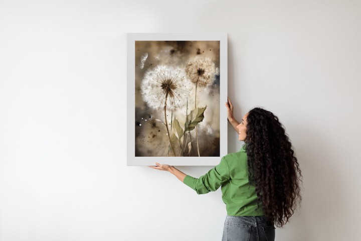 Plakat Dmuchawce Na Rozmytej Akwareli