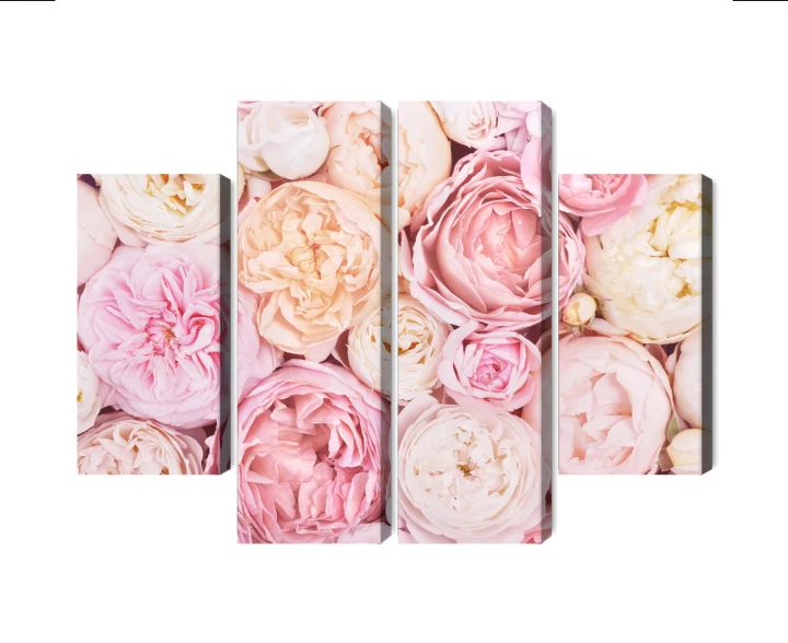 Obraz Wieloczęściowy Kwitnące Kwiaty W Pastelowych Kolorach