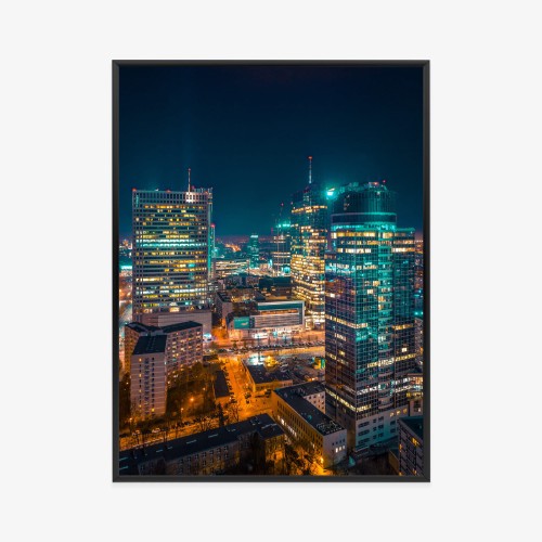 Plakat Warszawa Nocą Z Lotu Ptaka