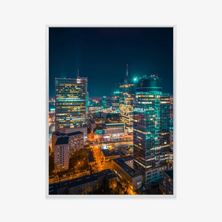 Plakat Warszawa Nocą Z Lotu Ptaka