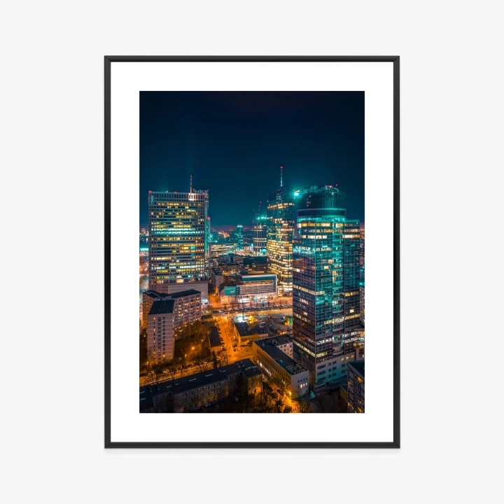 Plakat Warszawa Nocą Z Lotu Ptaka