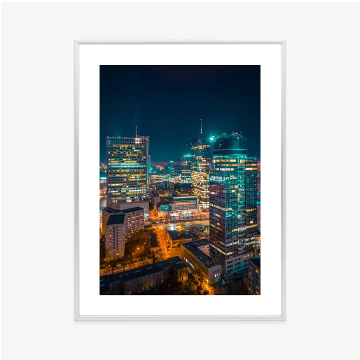 Plakat Warszawa Nocą Z Lotu Ptaka