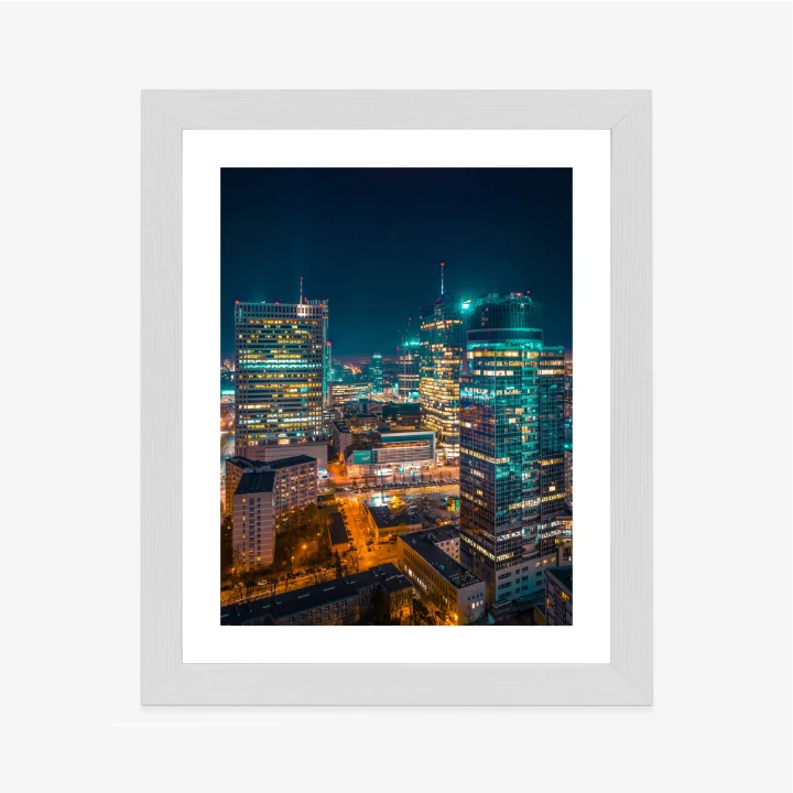 Plakat Warszawa Nocą Z Lotu Ptaka