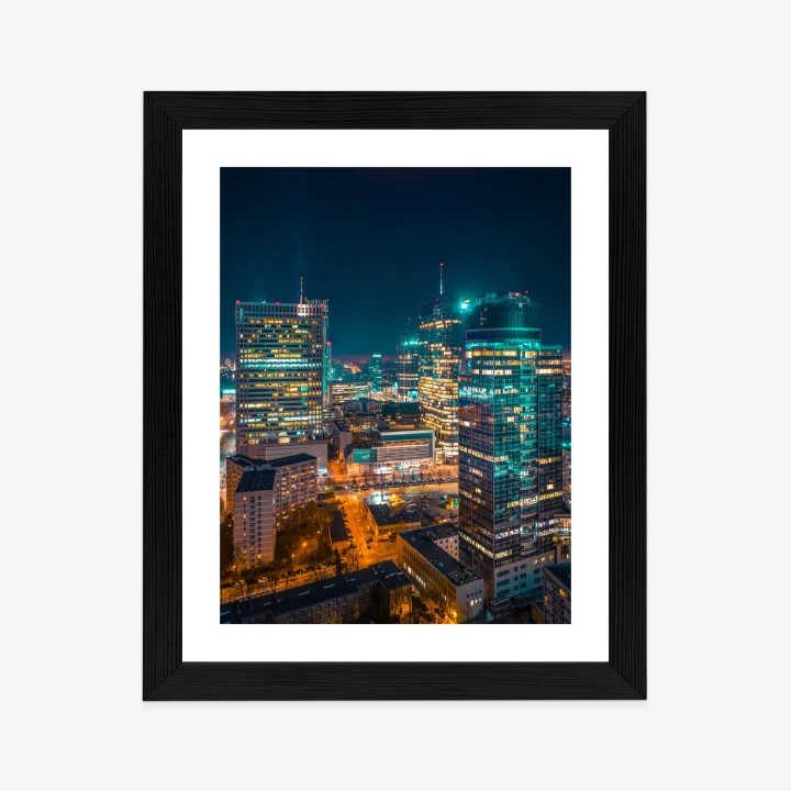 Plakat Warszawa Nocą Z Lotu Ptaka