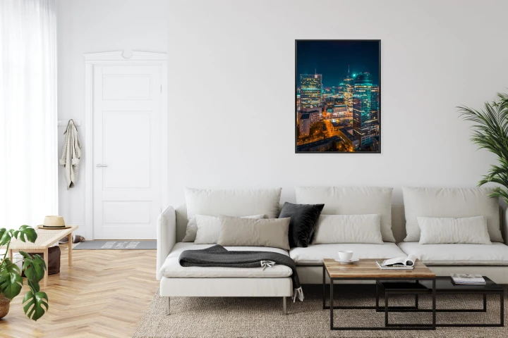 Plakat Warszawa Nocą Z Lotu Ptaka