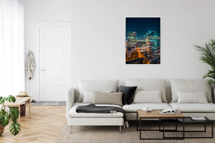 Plakat Warszawa Nocą Z Lotu Ptaka