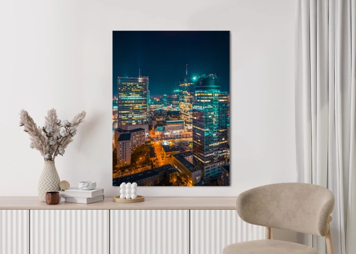 Plakat Warszawa Nocą Z Lotu Ptaka