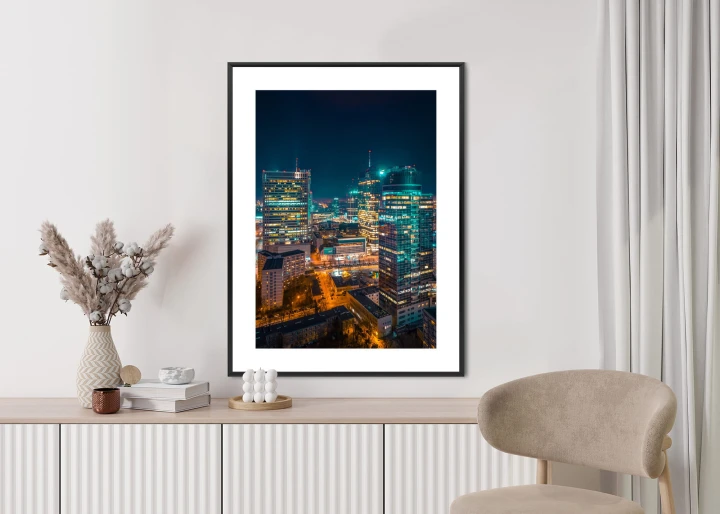 Plakat Warszawa Nocą Z Lotu Ptaka