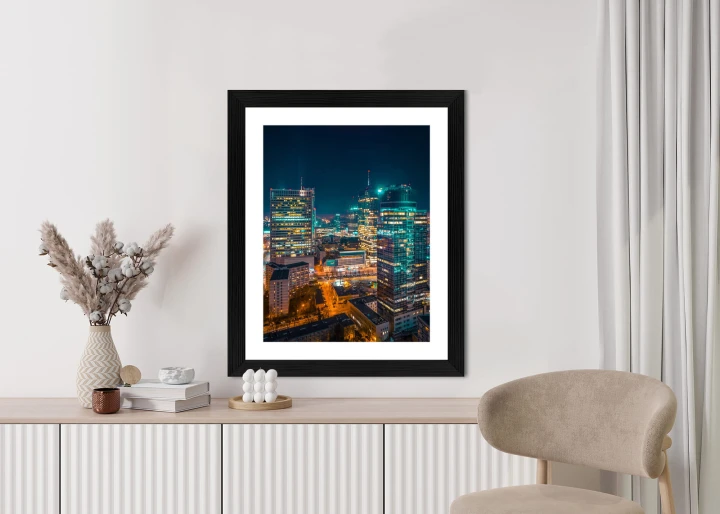 Plakat Warszawa Nocą Z Lotu Ptaka