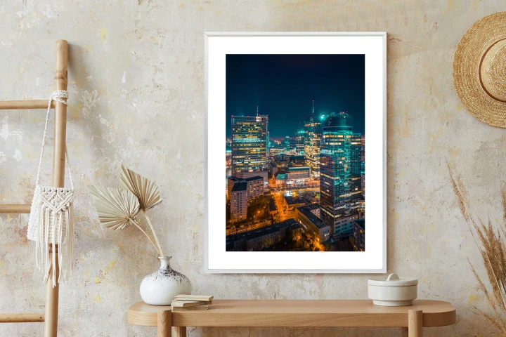 Plakat Warszawa Nocą Z Lotu Ptaka