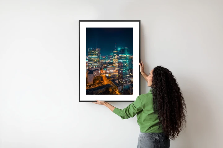 Plakat Warszawa Nocą Z Lotu Ptaka