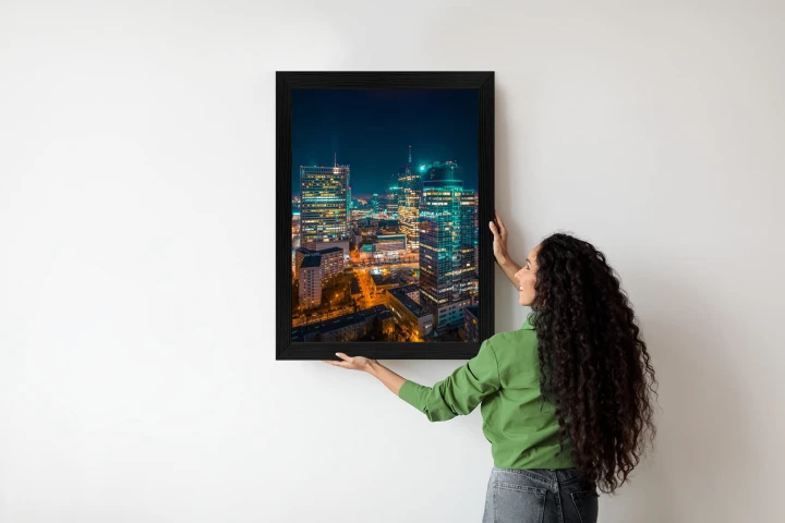 Plakat Warszawa Nocą Z Lotu Ptaka