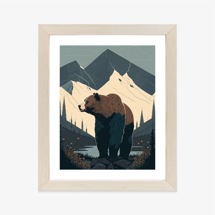 Plakat Niedźwiedź W Górach Na Ilustracji