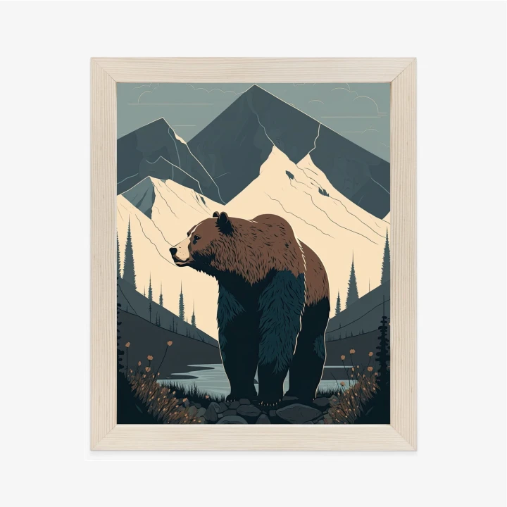 Plakat Niedźwiedź W Górach Na Ilustracji
