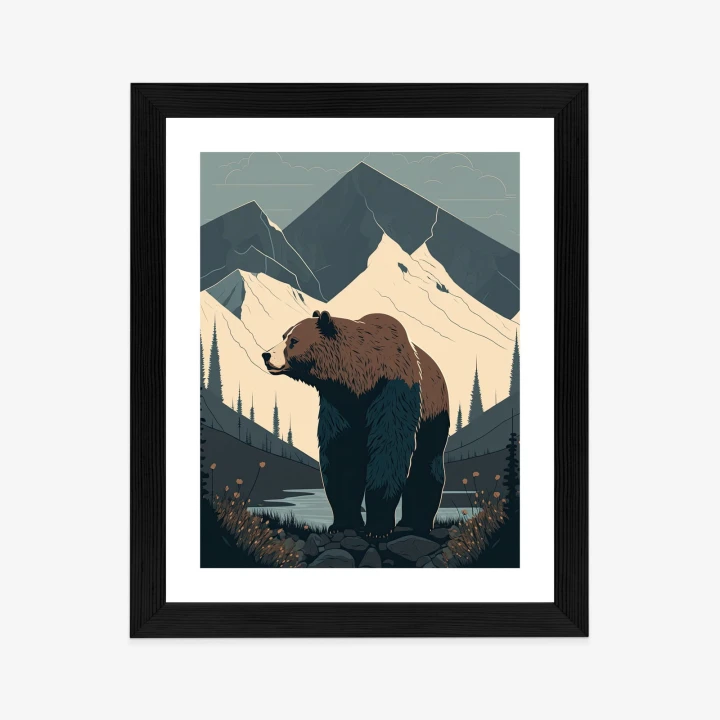 Plakat Niedźwiedź W Górach Na Ilustracji