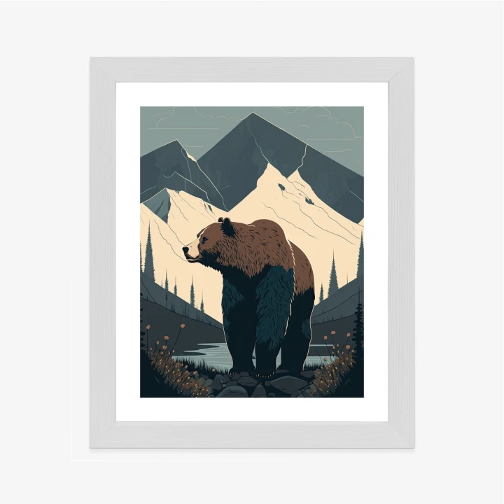 Plakat Niedźwiedź W Górach Na Ilustracji