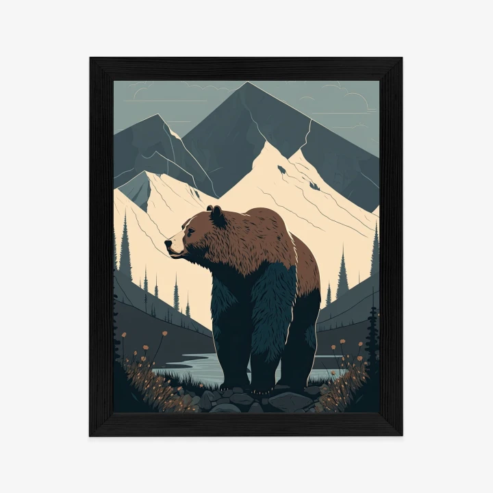 Plakat Niedźwiedź W Górach Na Ilustracji
