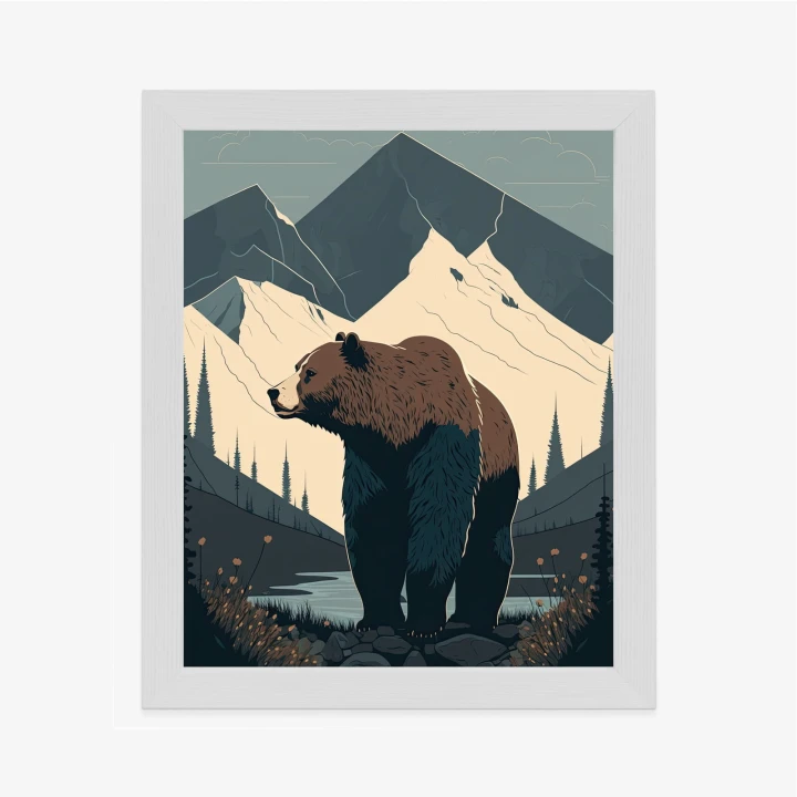 Plakat Niedźwiedź W Górach Na Ilustracji