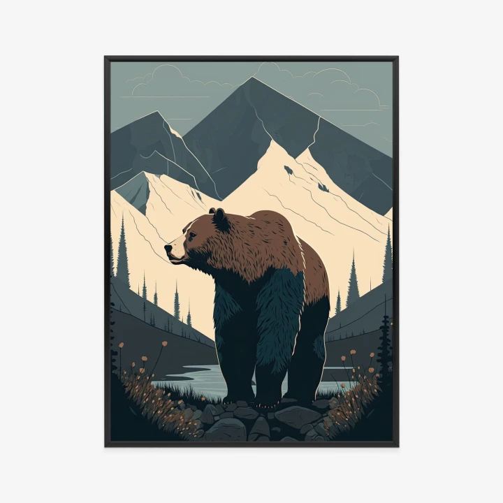 Plakat Niedźwiedź W Górach Na Ilustracji