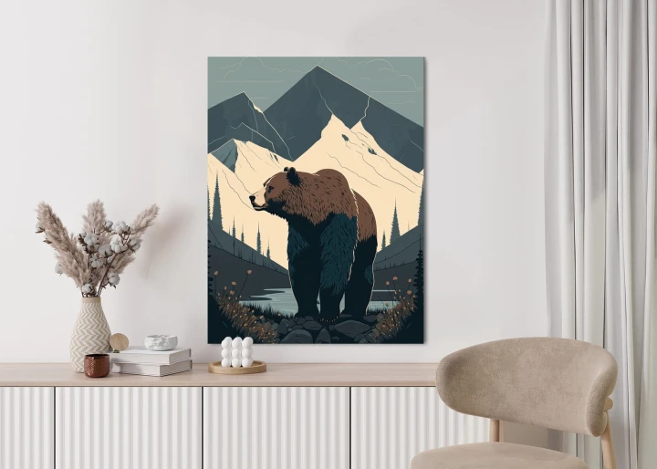 Plakat Niedźwiedź W Górach Na Ilustracji