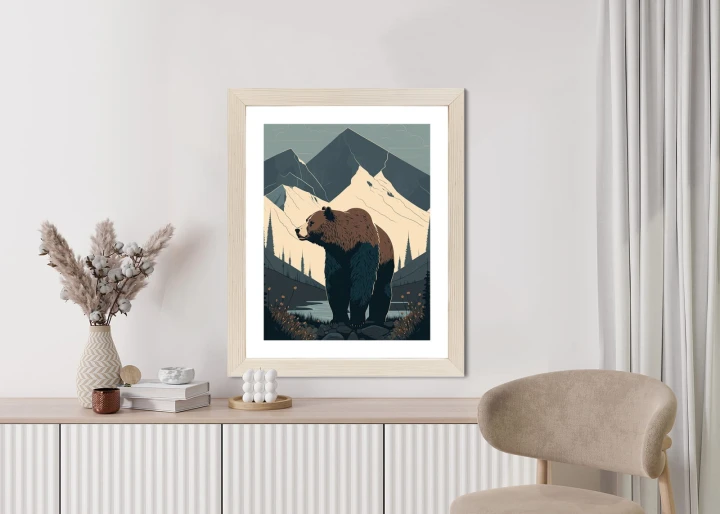 Plakat Niedźwiedź W Górach Na Ilustracji