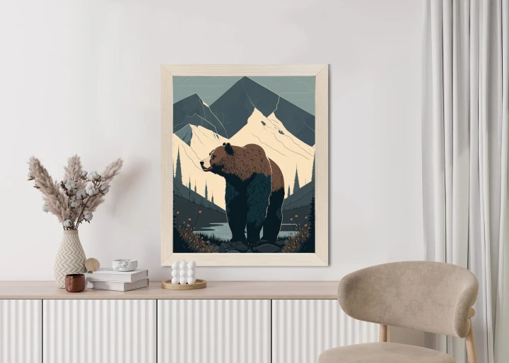 Plakat Niedźwiedź W Górach Na Ilustracji