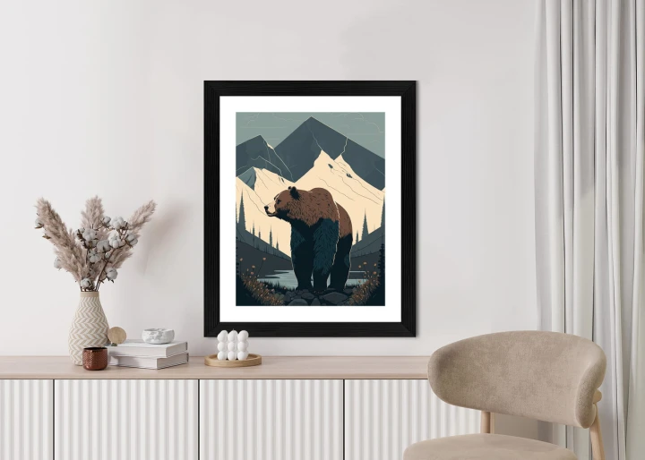 Plakat Niedźwiedź W Górach Na Ilustracji