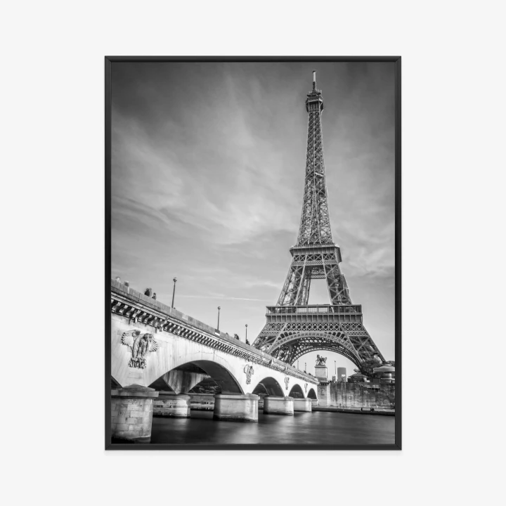 Plakat Czarno Biały Widok Na Pont D'iéna I Wieża Eiffla