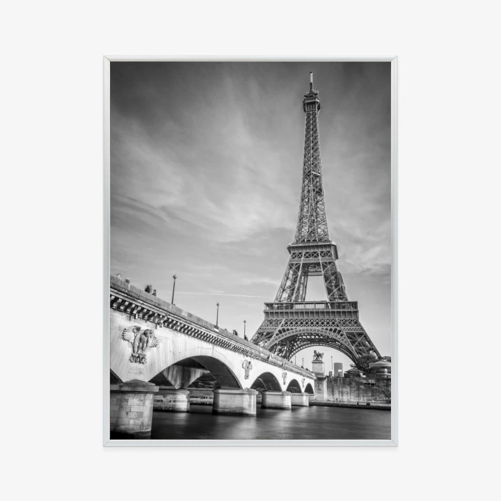 Plakat Czarno Biały Widok Na Pont D'iéna I Wieża Eiffla