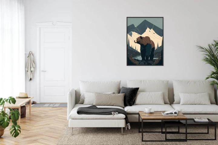 Plakat Niedźwiedź W Górach Na Ilustracji